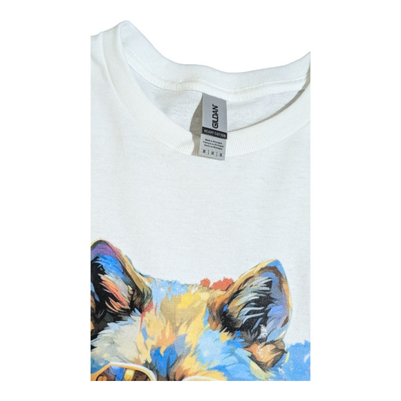 Cool Colorful Wolf  with Sunglasses -  Graphic Tee Shirt - Size M - NWOT - Picture 6 of 6